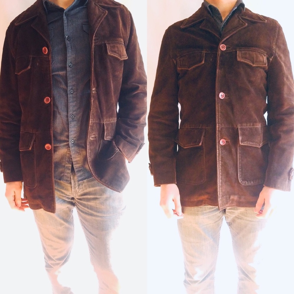 Button-Front Classic Suede Jacket - image 1